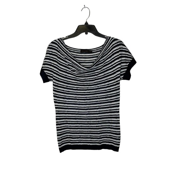 The Limited T-Shirt Top Size Medium Navy White Striped Acrylic Rayon Nylon Women - Picture 1 of 5
